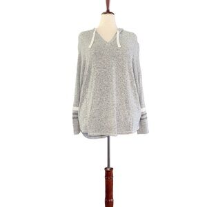 Market & Spruce Heathered Gray Hoodie with White Drawstrings